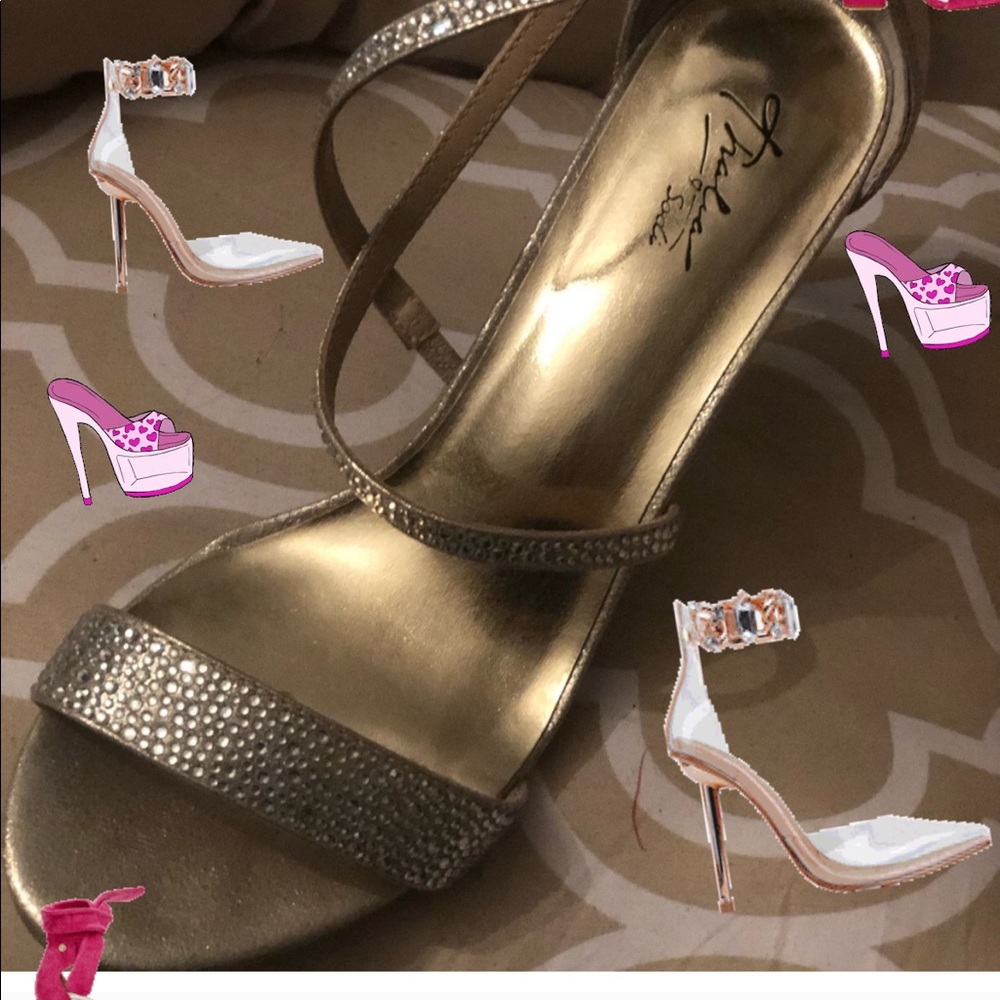Fancy heels. Never worn gold sparkly heels
